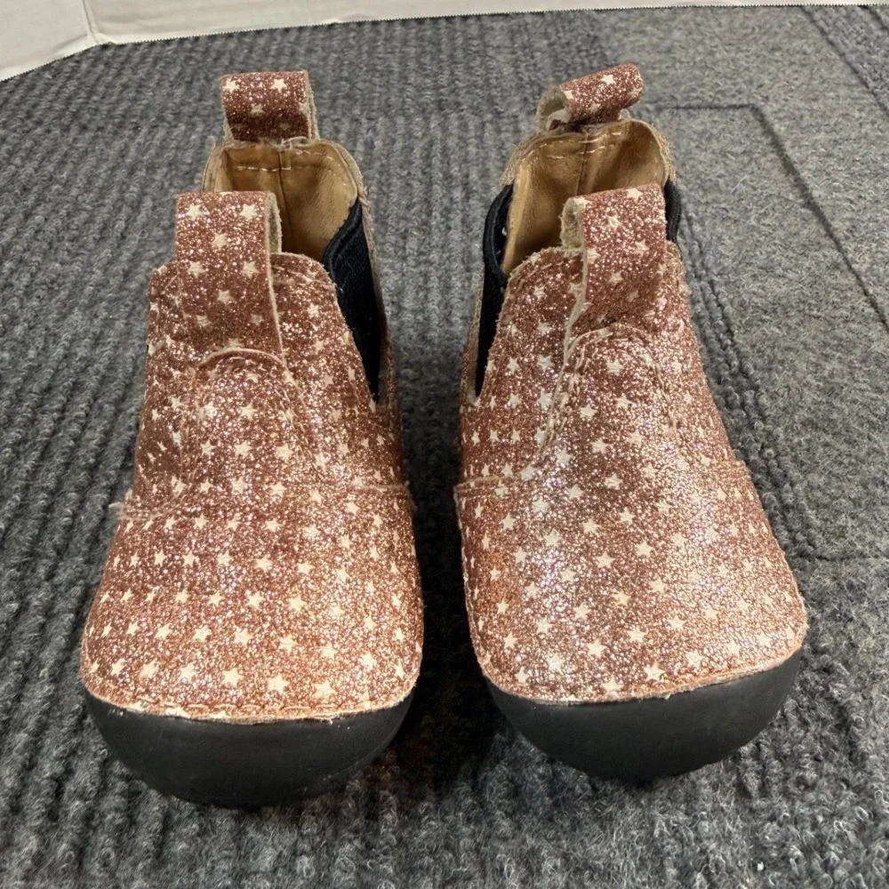 Old Soles Twinkle Rose Gold Glitter Star Baby Boots Chelsea Shoes AUS 3 US 4